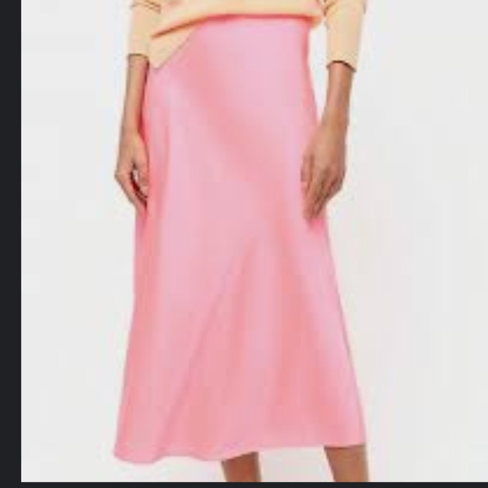 NWT J.Crew Midi Slip Skirt Neon Flamingo Pink